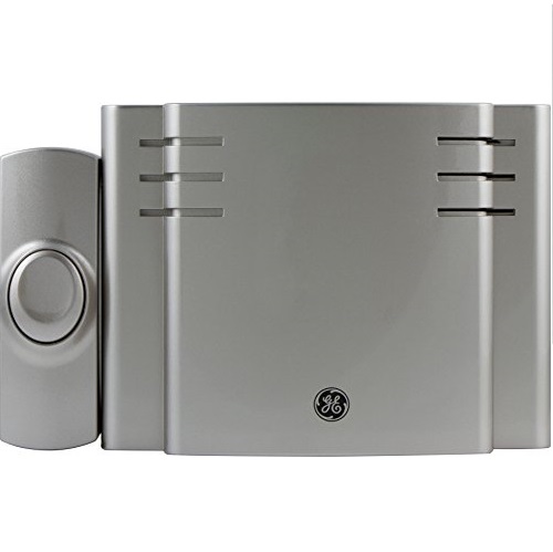 GE Battery-Operated Wireless Door Chime with 1 PushButton, Satin Nickel, 8 Melody, 19303, Only $19.97