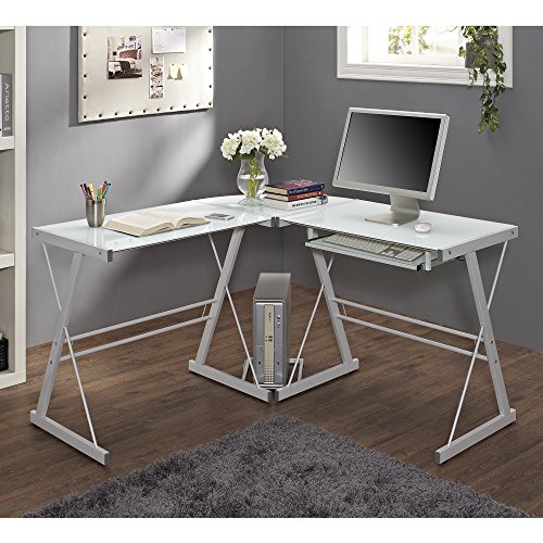 WE Furniture Glass Metal Corner Computer Desk, Only $69.66, free shipping