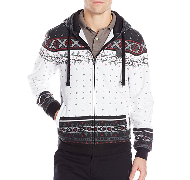 Southpole Men's Hooded Full Zip Fleece with All Over Nordic Patterns only $15.19