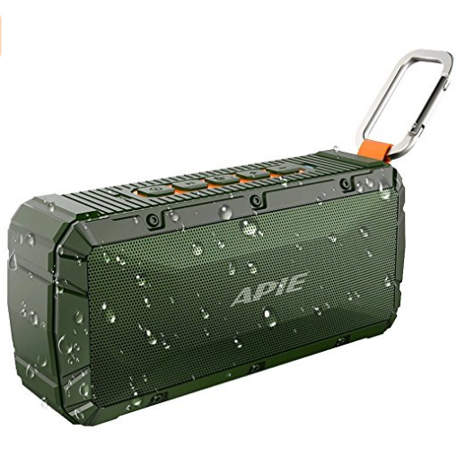 APIE Portable Wireless Outdoor Bluetooth Speaker IPX6 Waterproof Dual 10W Drivers, Enhanced Bass, Built in Mic,water Resistant $19.99，free shipping