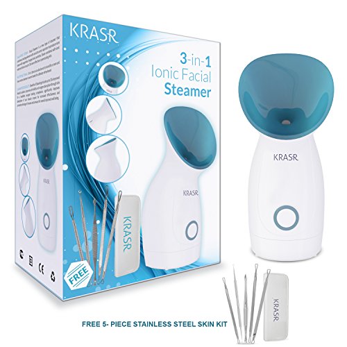 Krasr Large 3-in-1 Nano Ionic Warm Mist Facial Steamer Personal Sauna - Spa Moisturizing Salon Skin Care Pores Cleanse Hot Mist Face Sprayer, Only $29.95, free shipping