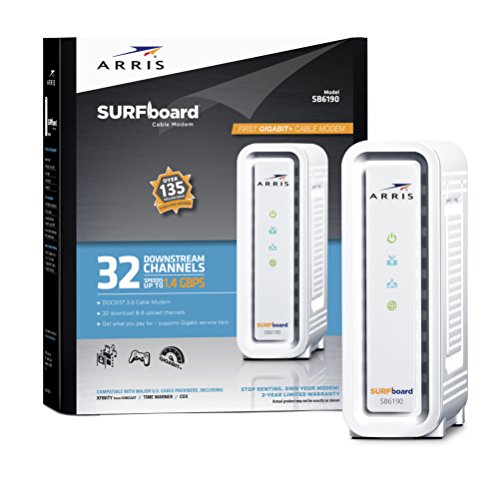 ARRIS SURFboard SB6190 DOCSIS 3.0 Cable Modem - Retail Packaging - White, Only$36.00, free shipping