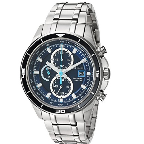 Citizen Men's Eco-Drive Super Titanium Chronograph Watch, Silver-Toned (CA0349-51L), Only $200.82, free shipping