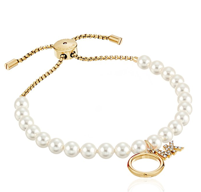 Michael Kors Modern Classic Gold-Tone, Pearl and Crystal Slider Bracelet only $63.75