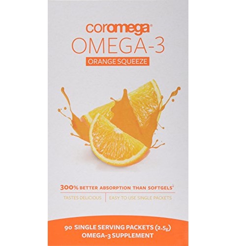 史低價！Coromega Omega3 深海魚油，甜橙口味，90袋，原價$39.99，現點擊coupon后僅售$15.63，免運費