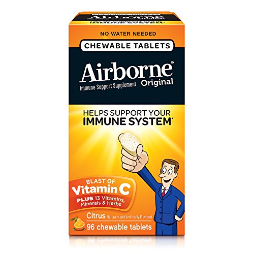 Vitamin C 1000mg - Airborne Chewable Tablets 96 Count - Herbal Immune Support Supplement, Antioxidants (Vitamin A, C & E), Citrus Flavor, Only $5.98, free shipping after using SS