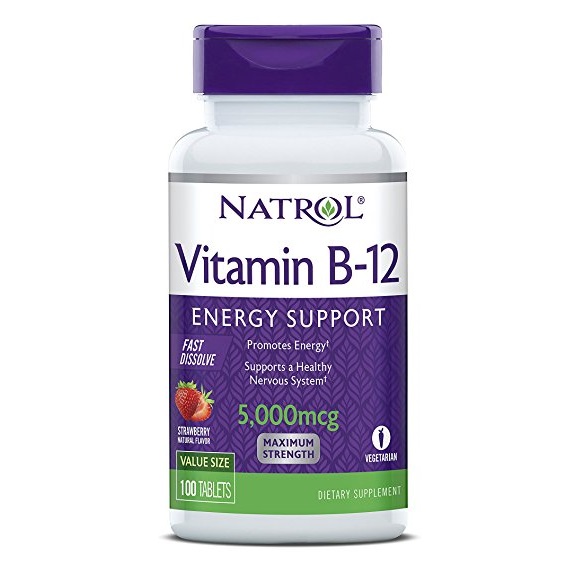 Natrol Vitamin B12 Fast Dissolve Tablets, Strawberry flavor, 5,000mcg, 100 Count,only  $4.68 , free shipping after using Subscribe and Save service