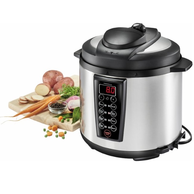 Insignia™ - Multi-function 6-Quart Pressure Cooker - Stainless steel/black, only $39.99, free shipping