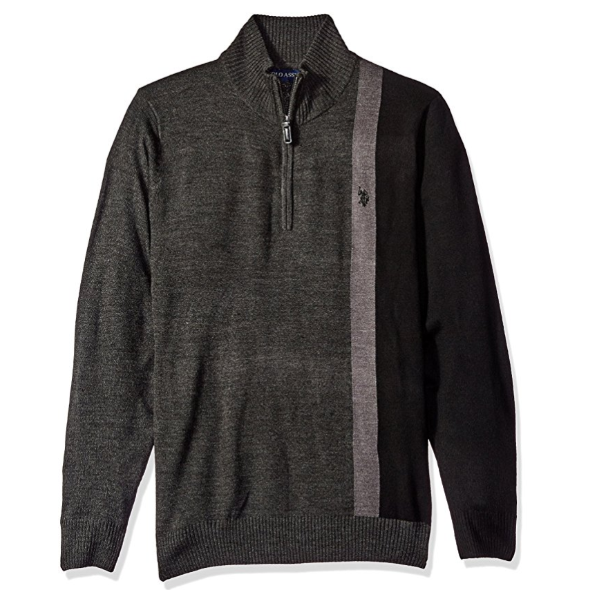 U.S. Polo Assn. Men's Vertical Striped 1/4 Zip Sweater only $16
