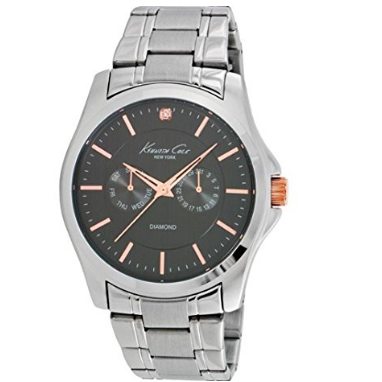 Kenneth Cole 10022311 Unisex New York Diamond Accent Stainless Black Dial Silver Watch  $40.00