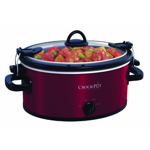 Crock-Pot 4-Quart Cook & Carry Oval Manual Slow Cooker, Red Stainless Steel, Only $16.10