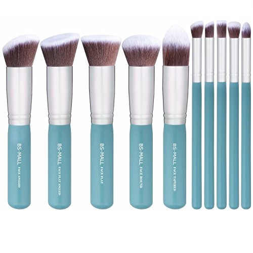 BS-MALL 2016 New Premium Synthetic Kabuki Makeup Brush Set Cosmetics Foundation Blending Blush Eyeliner Face Powder Brush Makeup Brush Kit (SkyBlue Silver), Only $9.79