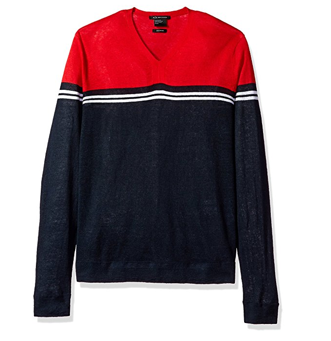 A|X Armani Exchange Men's Color Block Stripe Long Sleeve Linen Blend Knit only $26.77