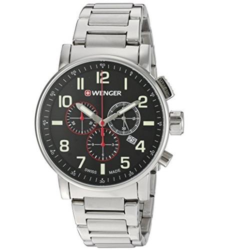 Wenger Men's 'Attitude Chrono' Swiss Quartz Stainless Steel Casual Watch, Color:Silver-Toned (Model: 01.0343.105), Only $89.99, free shipping