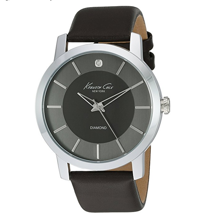 Kenneth Cole New York Men's 'Diamond' Quartz Stainless Steel and Brown Leather Dress Watch (Model: KC8069) only $58.95