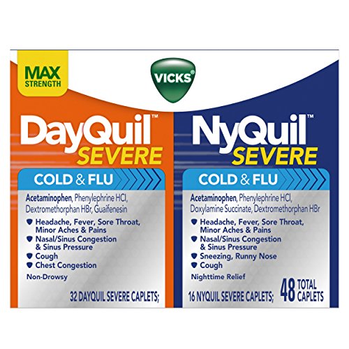 Vicks NyQuil and DayQuil SEVERE Cough Cold and Flu Relief, 48 Caplets (32 DayQuil + 16 NyQuil), Only $12.97 after clipping coupon