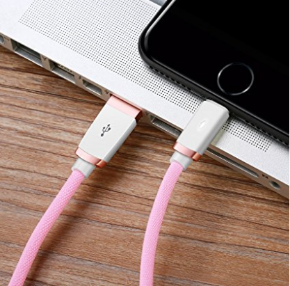 Aimus Lightning Cable, w LED Light 6FT iPhone Charger Cotton Braided iPhone Charging Cord for iPhone 7/7 Plus/6s/6s Plus/6/6 Plus/5/5S/5C/SE/iPad Air/Mini and iPod, 1Pack (Rose Gold)   $4.5