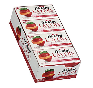 Trident无糖口香糖 草莓橘子味 18x12条新口味更水果, 现仅售$5.99