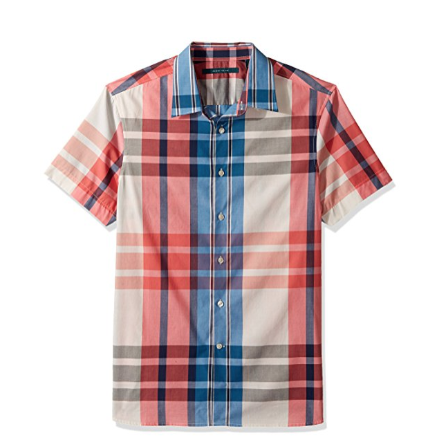 Perry Ellis Men's Short Sleeve Exploded Plaid Shirt only $16.58