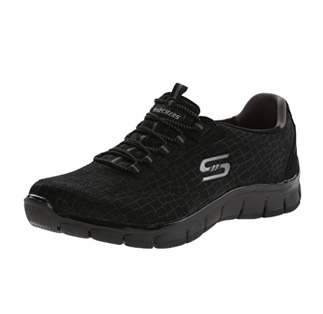 Skechers Sport Women's Rock Around Fashion Sneaker, Black Shimmer, 5.5 M US, Only $27.99, You Save $37.01(57%)