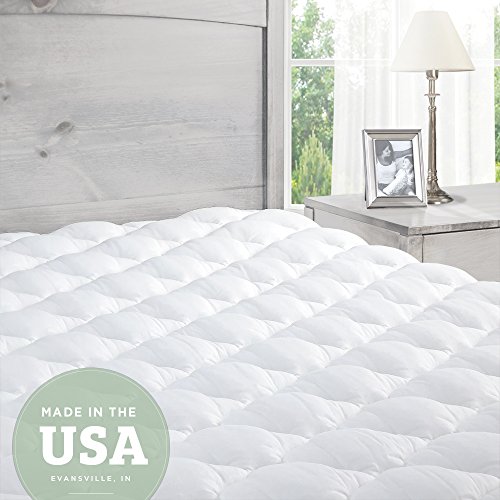 ExceptionalSheets Pillowtop Mattress Pad with Fitted Skirt - Extra Plush Topper Found in Luxury Hotels - Made in the USA, Queen, Only$73.99 , free shiipping