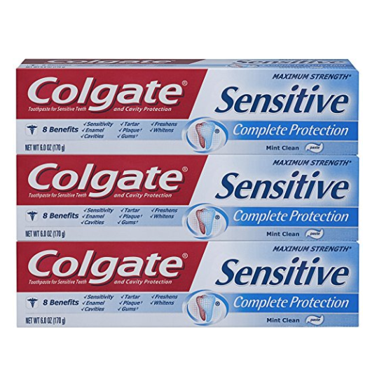 Colgate Sensitive Toothpaste, Complete Protection, Mint - 6 ounce (Pack of 3), Only $9.53