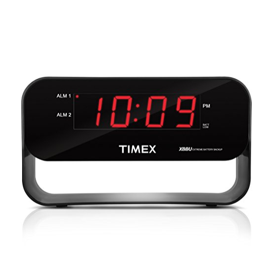 Timex T128BQX6 Dual Alarm Clock with USB Charging and Night Light - Black(light color may vary) only $17.92