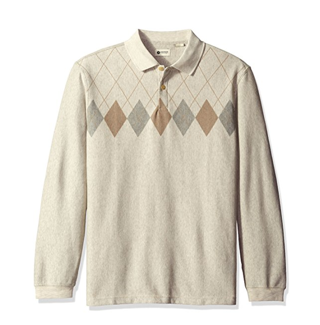 Haggar Jacquard Knit 男士长袖Polo衫, 现仅售$11.42