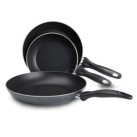 T-fal B363S3 Specialty Nonstick Omelette Pan 8-Inch 9.5-Inch and 11-Inch Dishwasher Safe PFOA Free Fry Pan / Saute Pan Cookware Set, 3-Piece, Gray $22.49