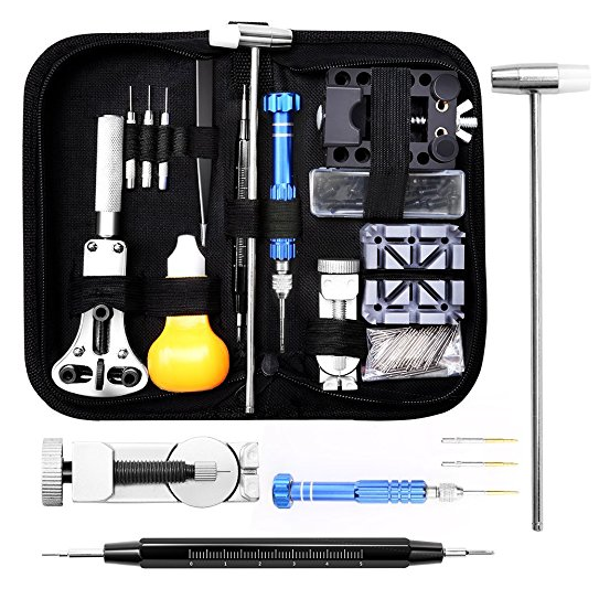 112 PCS Watch Repair Kit, Eventronic Professional Spring Bar Tool Set Watch Band Link Pin Tool Set with Carrying Case $19.99
