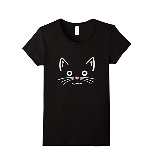 Black Cat Face - Cute Heart Nose Shirt ONLY $19.95