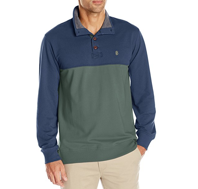 IZOD Men's Saltwater Colorblock Button Mock Shirt only $12.99
