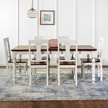 WE Furniture 7 Piece Two Toned Solid Wood Dining Set, Bourbon/White  $542.62