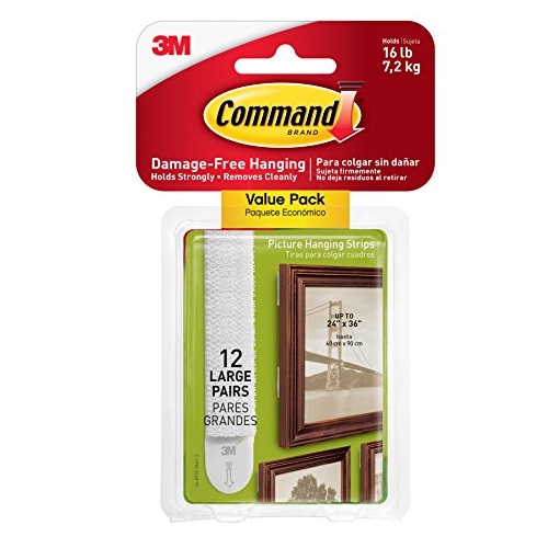Command Picture & Frame Hanging Strips Value Pack, Large, White, 12-Pairs (17206-12ES), Only $5.51