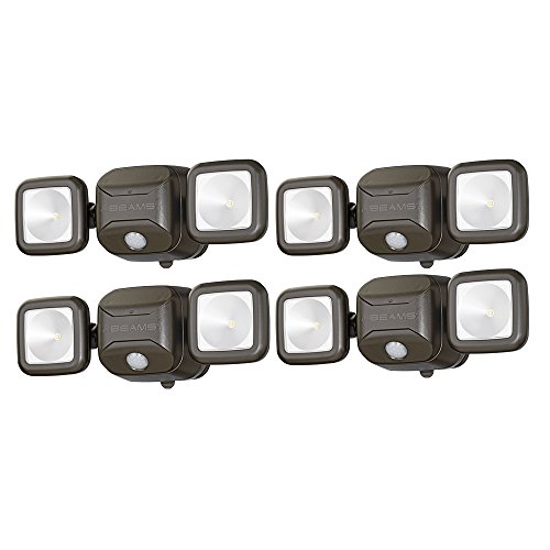 Mr. Beams MB3000 High Performance Wireless Battery Powered Motion Sensing Led Dual Head Security Spotlight, 500 Lumens, Brown, 4 Pack, Only $115.99, free shipping