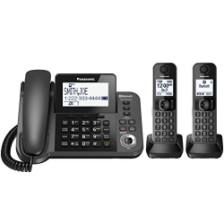 史低價！銷量第一！Panasonic松下 Link2Cell 藍牙有線 無繩電話和應答機帶2個子機 $68.99 免運費