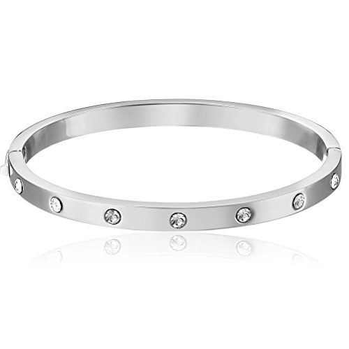 kate spade new york Set In Stone Stone Hinged Clear/Silver Bangle Bracelet, Only $33.60, free shipping