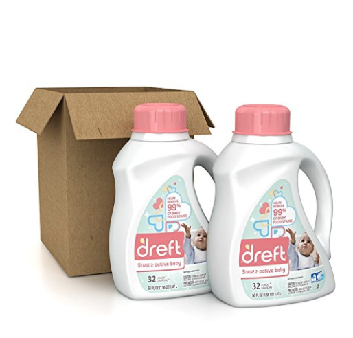 Dreft Stage 2: Active Hypoallergenic Liquid Baby Laundry Detergent for Baby, Newborn, or Infant, 50 Ounces(32 Loads), 2 Count (Packaging May Vary), Only $11.20