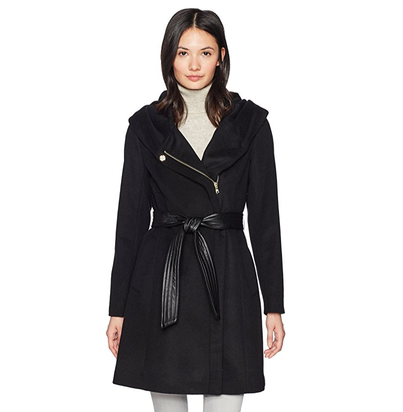Cole Haan Women's Belted Asymmetrical Wool Coat with Oversized Hood only $82.65
