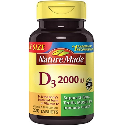 Nature Made Vitamin D3 2000 IU (50 mcg) Tablets, 220 Count for Bone Health, only$8.58 free shipping after using SS