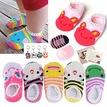 Fly-love® 5 Pairs Cute Baby Toddler Stripes Anti Slip Skid Socks No-Show Crew Boat Sock For 6-18 month $8.98