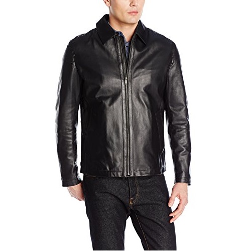 Cole Haan Men's Smooth Matte Lamb Leather Shirt Jacket, Only $135.31, free shipping