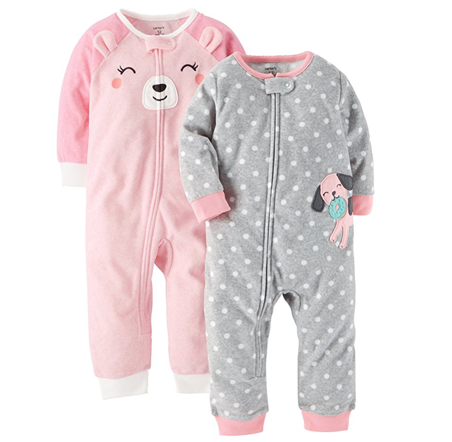 Carter's Baby Girls' 2-Pack Fleece Footless Pajamas only $15.99