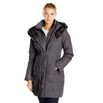 Larry Levine Women's Down-Filled Coat with Faux Fur-Trimmed Hood  $43.86