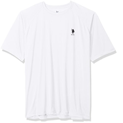 U.S. Polo Assn. Mens Rash Guard UPF 50+ Swim T-Shirt, 6405-White, L, Only $3.21, You Save $40.79(93%)