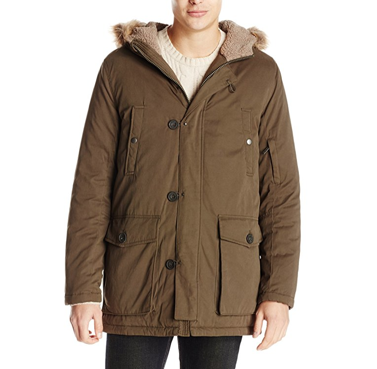 Kenneth Cole New York Men's Anorak Jacket with Faux Fur-Trimmed Hood only $27.71