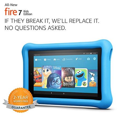 Fire 7 儿童7寸平板电脑（全新版本），16GB，原价 $99.99，现仅售$69.99，免运费。三色同价！