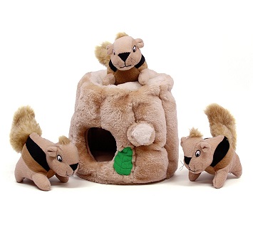 Outward Hound Hide-A-Squirrel Holiday Squeaking Dog Toys, Brown, only $8.39