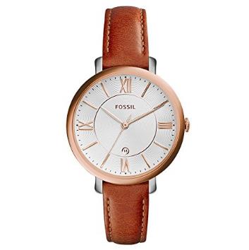 Fossil Women's ES3842 Jacqueline Rose Gold-Tone Stainless Steel Watch with Brown Leather Band $61.78，Free Shipping