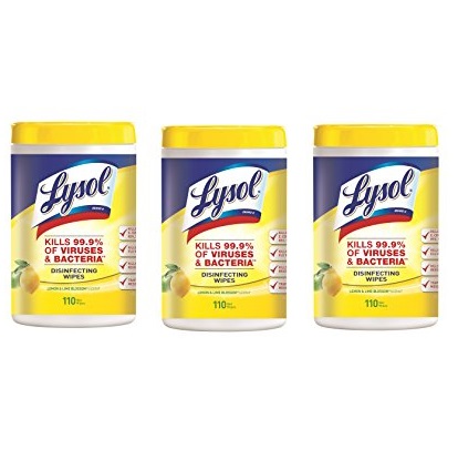 史低价！Lysol 消毒湿巾柠檬和青柠花香超值装，110张/罐，共3罐，原价$13.99，现点击coupon后仅售$7.55，免运费